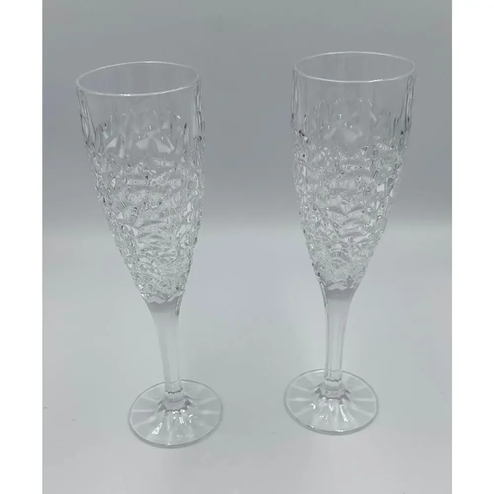 Rogaska Ice Cold Crystal Champagne Toasting Fluted Glasses